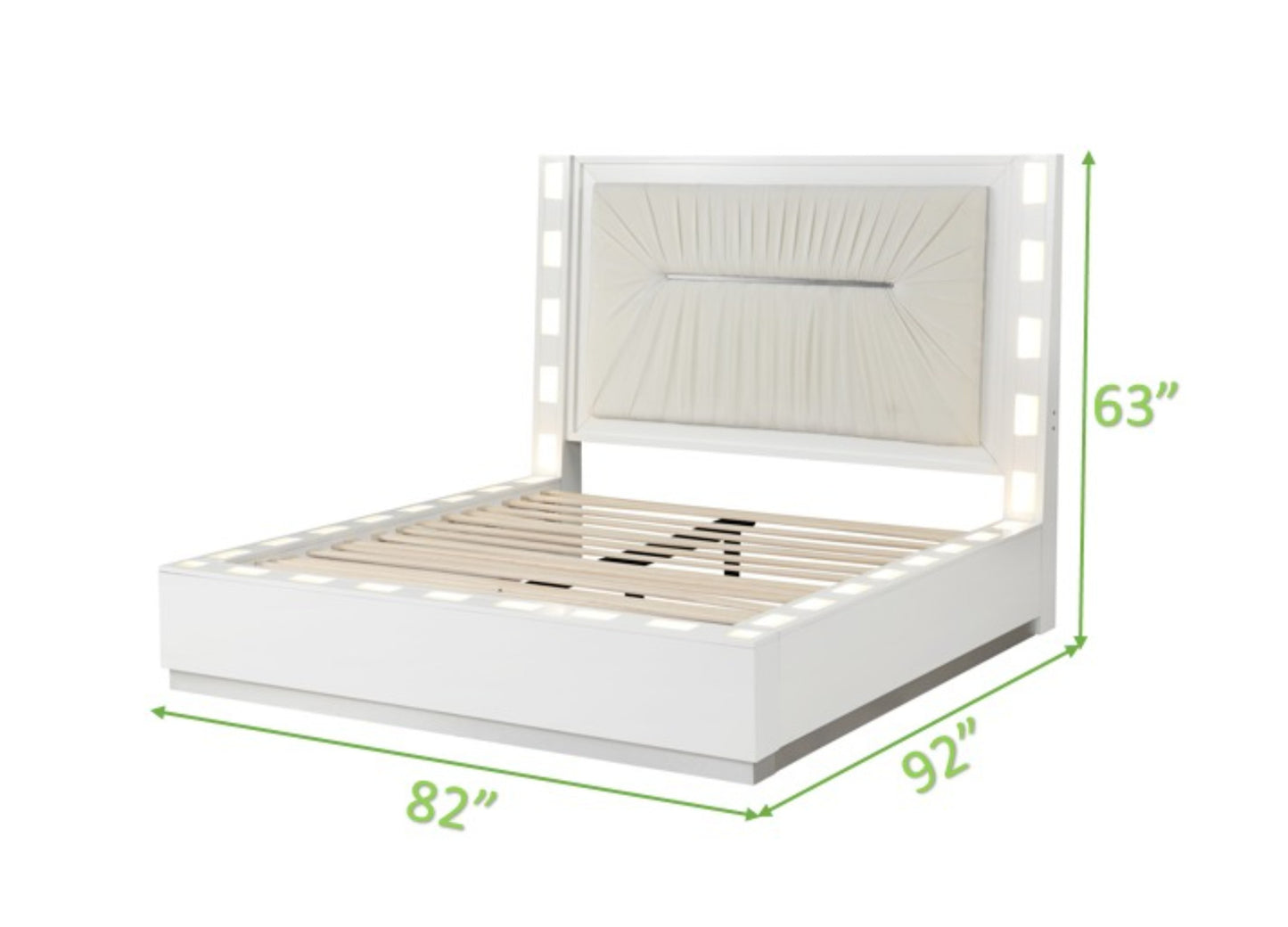 Coco King 5 Pc LED Bedroom Set Made with Wood in Milky White