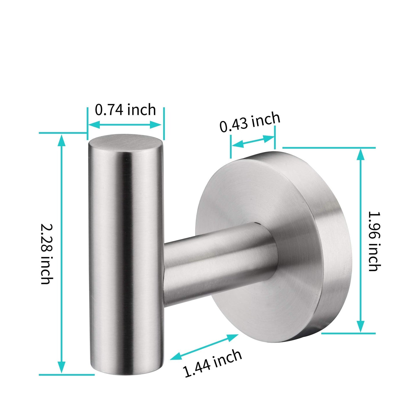 Bathroom Towel Hook, Shower Hook Wall Mounted SUS 304 Stainless Steel, Modern Hand Towel Hook Brushed Nickel, Robe Coat Clothes Hook Round for Kitchen Garage Hotel,2 Pack