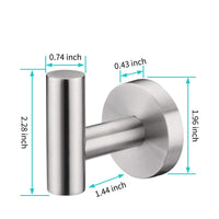 Bathroom Towel Hook, Shower Hook Wall Mounted SUS 304 Stainless Steel, Modern Hand Towel Hook Brushed Nickel, Robe Coat Clothes Hook Round for Kitchen Garage Hotel,2 Pack