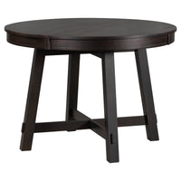 TREXM Farmhouse Round Extendable Dining Table with 16" Leaf Wood Kitchen Table (Espresso)