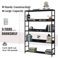 [VIDEO] 5-Tier Home Office Bookcase Open Bookshelf Storage Large 5 Shelf Bookshelf Furniture with Metal Frame, Black