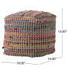 Madrid Handcrafted Boho Fabric Pouf, Sage and Multi-Color