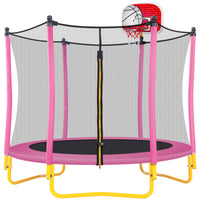 5.5FT Trampoline for Kids - 65" Outdoor & Indoor Mini Toddler Trampoline with Enclosure, Basketball Hoop and Ball Included