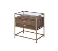 ACME Knave Accent Table, Walnut & Champagne Finish 97867