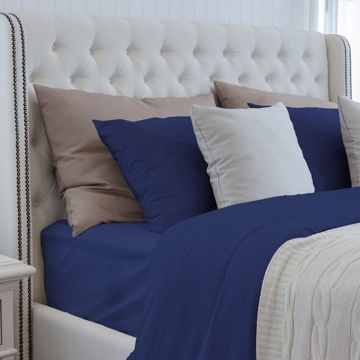 Luxurious Viscose from 100% Bamboo 2-Piece Pillowcase Set , Oeko-TEX Certified, Queen - Indigo