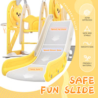 Toddler Slide and Swing Set 5 in 1, Kids Playground Climber Slide Playset with Basketball Hoop Freestanding Combination for Babies Indoor & Outdoor