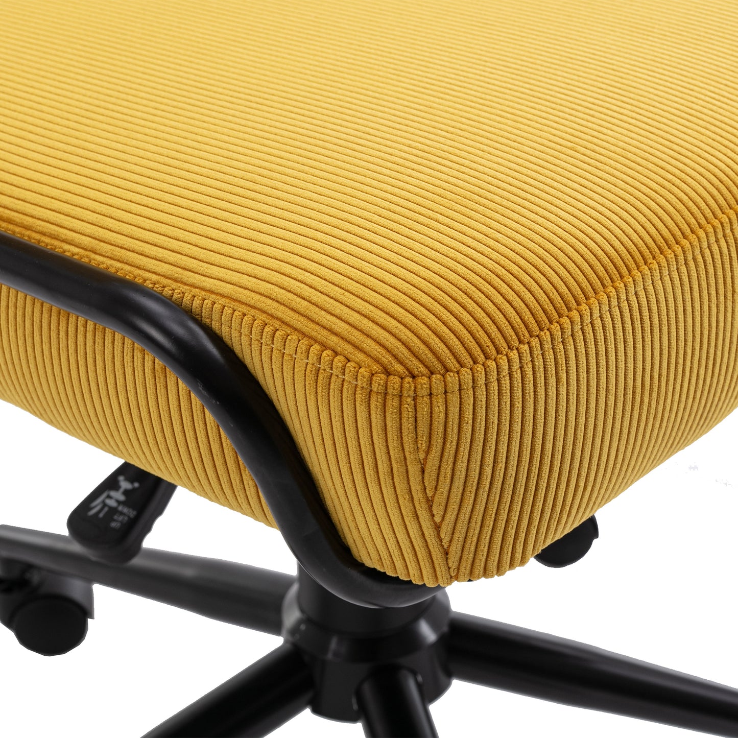 Corduroy Desk Chair Task Chair Home Office Chair Adjustable Height, Swivel Rolling Chair with Wheels for Adults Teens Bedroom Study Room,Yellow