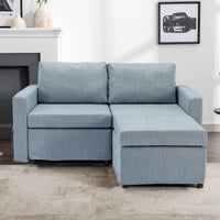 2 Seat Module Sectional Sofa Couch With 1 Ottoman,Seat Cushion and Back Cushion Removable and Washable,Light Blue