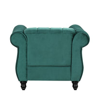 39" Modern Sofa Dutch Fluff Upholstered sofa with solid wood legs, buttoned tufted backrest,green