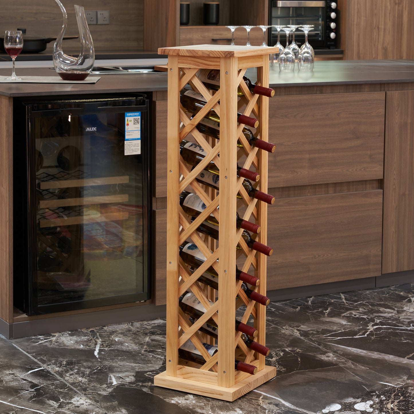 Vertical checkered wine rack/Solid wood  wine rack /Home wine rack//Living room wine rack/ PINE