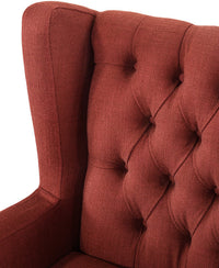 Irwin Red Linen Button Tufted Wingback Chair