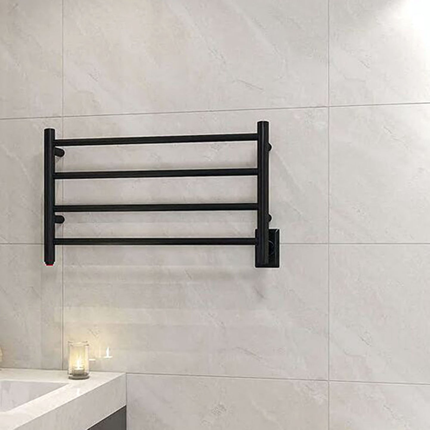 Electric Heated Towel Warmer 4 Bars for Bathroom, Stainless Steel Wall Mounted Heated Towel Drying Rack Black