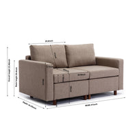 2 Seat Module Sectional Sofa Couch With 1 Ottoman for living room,Seat Cushion and Back Cushion Non-Removable and Non-Washable,Brown