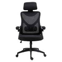 Ergonomic Office Desk Chair with wheels High Back Computer Task Chair Home Mesh Swivel Desk Chair with Adjustable Back Height & Flip up Arms & Lumbar Support & Headrest for Home/Study/Working(Black)