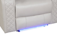 Benz LED & Power Recliner 3 PC Made With Faux Leather in Ice