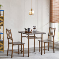 Dining Set for 2, Squre wooden Dining Table with 4 Legs and 2 Metal Chair for Home Office, Kitchen, Dining Room