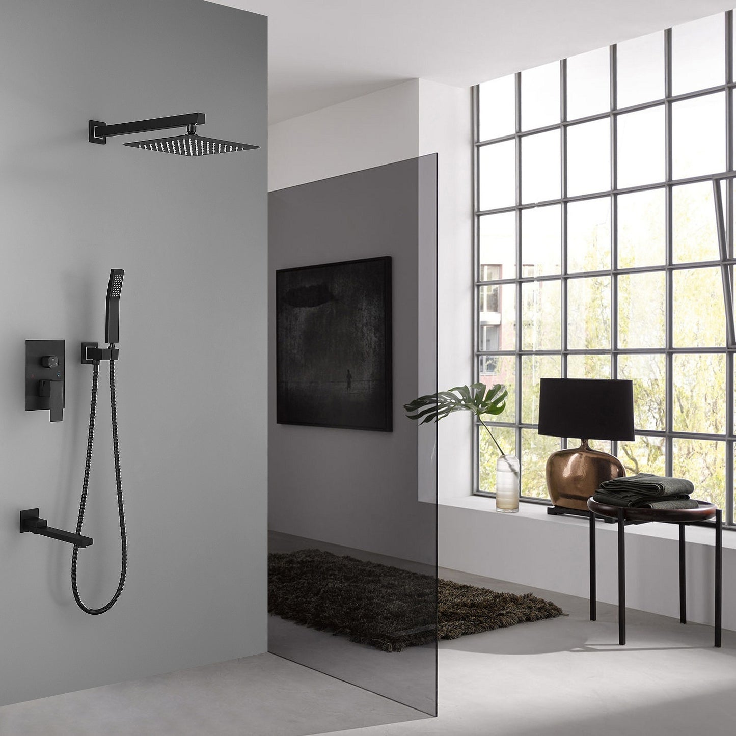 Shower System 16 Inch Square Bathroom Luxury Rain Mixer Shower Combo Set