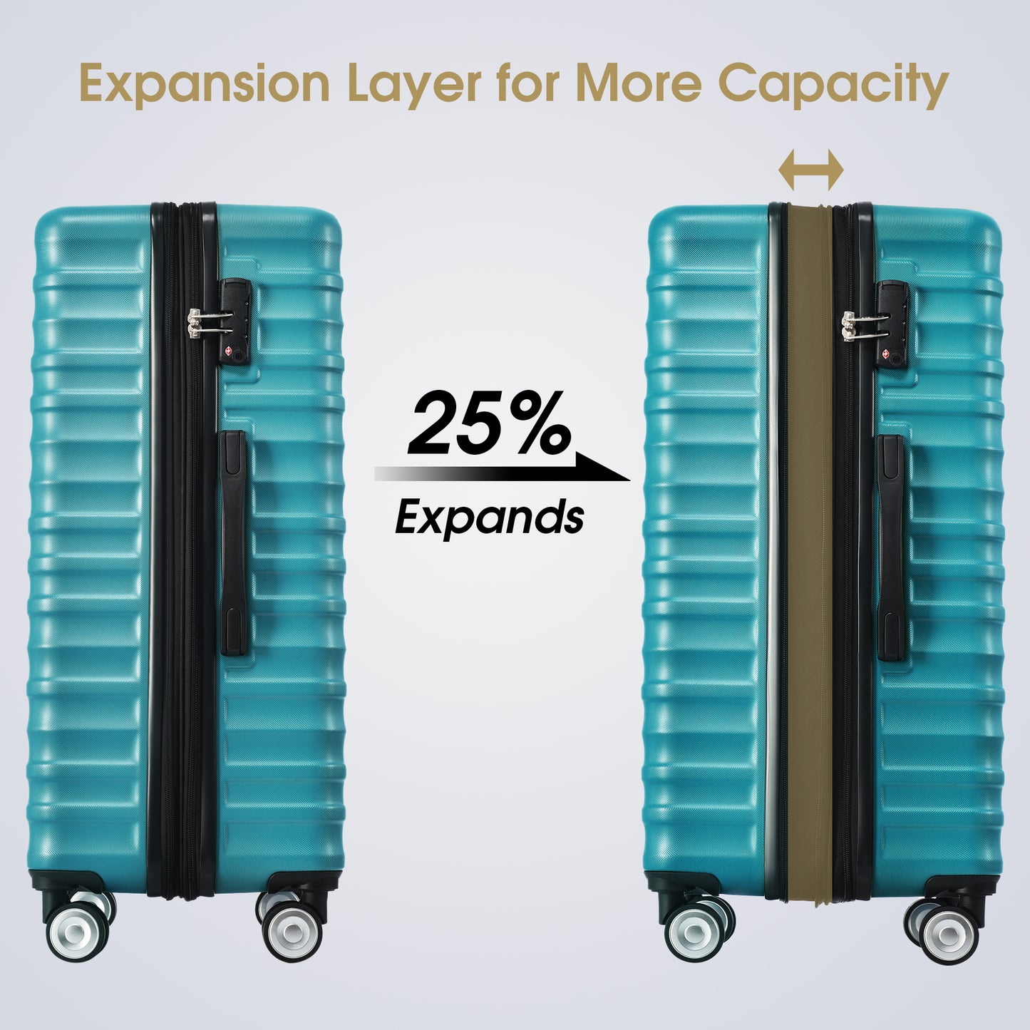 Luggage Expandable 3 Piece Sets ABS Spinner Suitcase Built-In TSA lock 20 inch 24 inch 28 inch