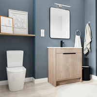 30 Inch Freestanding Bathroom Vanity with White Ceramic Sink & 2 Soft-Close Cabinet Doors (BVB02430PLO-BL9075B)=W999S00063