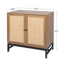 Natural rattan, 2 door cabinet, with 1 Adjustable Inner Shelves, rattan, Accent Storage Cabinet, Set of 2