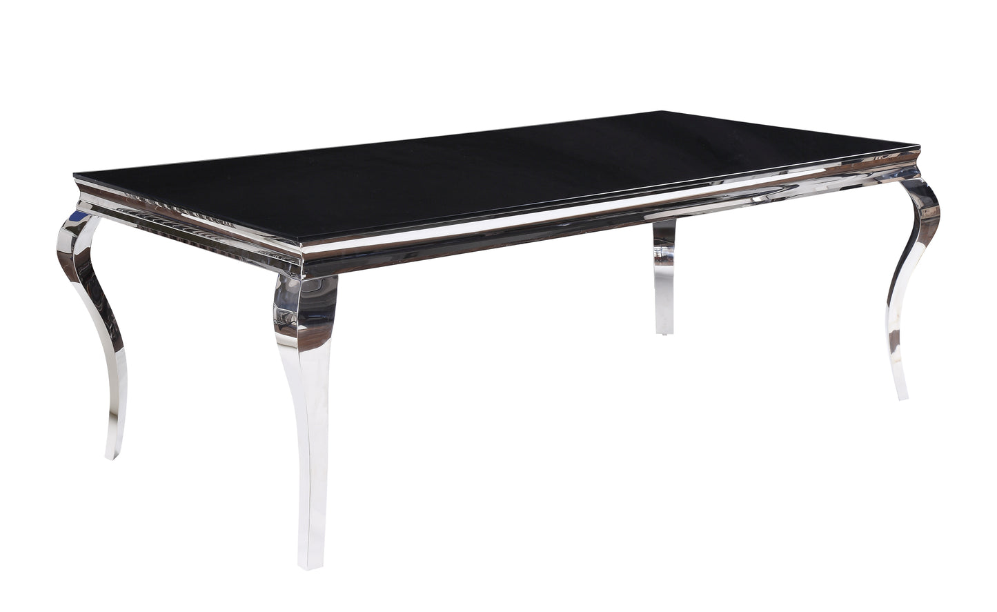 ACME Fabiola Dining Table in Stainless Steel & Black Glass 62070