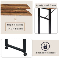 Home Office Computer Desk L-Shaped Corner Table, Rotating Computer Table with 5-Tier Bookshelf, Four Installation Methods, Lockable Casters (Tiger)