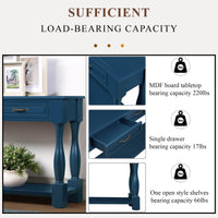 63inch Long Wood Console Table with 3 Drawers and 1 Bottom Shelf for Entryway Hallway Easy Assembly Extra-thick Sofa Table( Navy Blue)