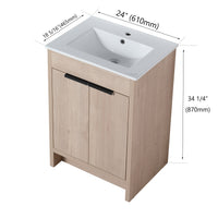 Freestanding Bathroom Vanity with White Ceramic Sink & 2 Soft-Close Cabinet Doors ((KD-PACKING),BVB02424PLO-G-BL9060B),W1286S00015