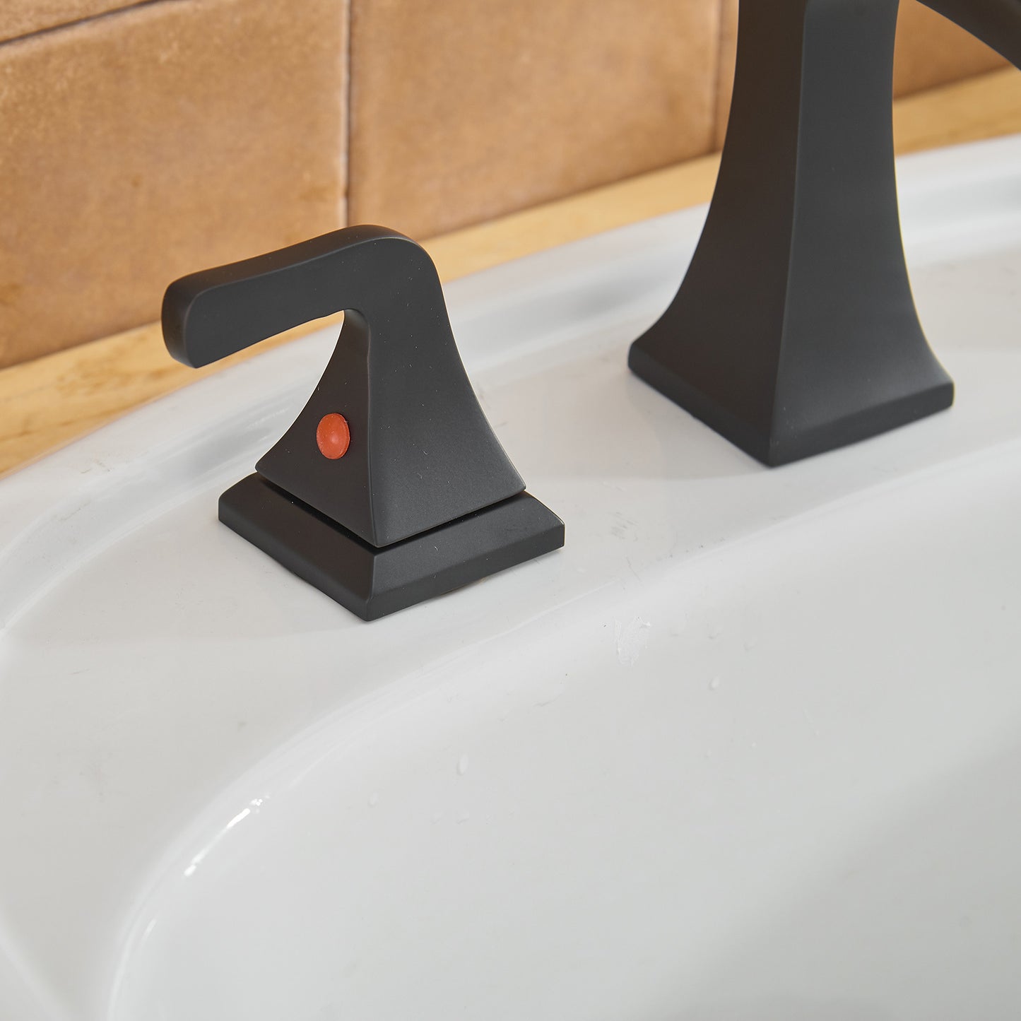 8 in. Widespread 2-Handle Waterfall Bathroom Sink Faucet in Matte Black