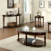 Transitional 1pc Coffee Table Dark Cherry Open Bottom Shelf Beveled Glass Top Turned Legs Living Room Furniture