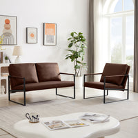 Lounge, living room, office or the reception area PVC leather accent arm chair with Extra thick padded backrest and seat cushion sofa chairs,Non-slip adsorption feet,sturdy metal frame,brown