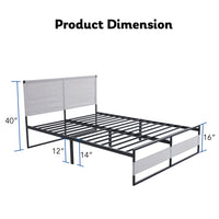 V4 Metal Bed Frame 14 Inch Queen Size with Headboard and Footboard, Mattress Platform with 12 Inch Storage Space