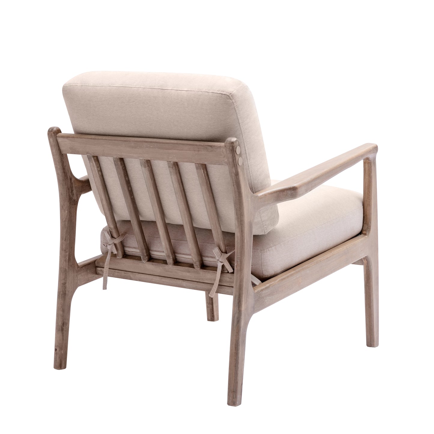 Wood Frame Armchair, Easy Assembly Mid Century Modern Farmhouse Accent Chair Lounge Chair for Living Room, Bedroom, Home Office,Tan Linen, Set of Two