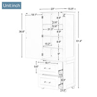 Tall Bathroom Storage Cabinet, Freestanding Storage Cabinet with Two Drawers and Adjustable Shelf, MDF Board with Painted Finish, White