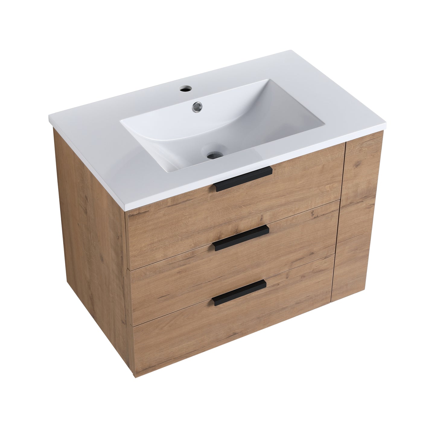 30 Inch Wall Mounting Bathroomg Vanity With Sink, Soft Close Drawer and Side Shelf-G-BVB01430IMO-GRB3020MOWH