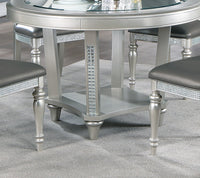 Formal Traditional Dining Table Round Table Silver Hue Glass Top 1pc Dining Table Dining Room Furniture