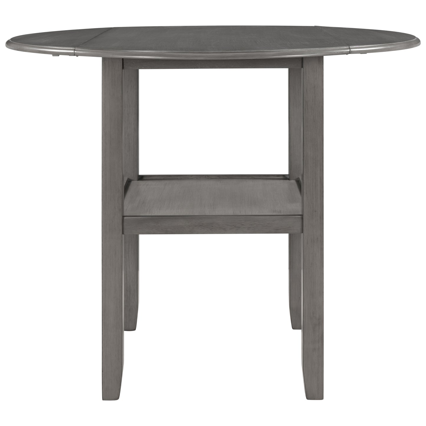 TOPMAX Farmhouse Round Counter Height Kitchen Dining Table with Drop Leaf  and One Shelf for Small Places, Gray