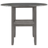 TOPMAX Farmhouse Round Counter Height Kitchen Dining Table with Drop Leaf  and One Shelf for Small Places, Gray