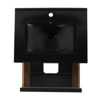 24" Bathroom Vanity, With Black Ceramic Sink And 2 Soft Close Drawers(BVA02524PLO-G-BL9060BK)W1286S00035