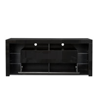 Black Modern contracted LED TV Cabinet with Storage Drawers，4 Storage Cabinet with Open Shelves for Living Room Bedroom