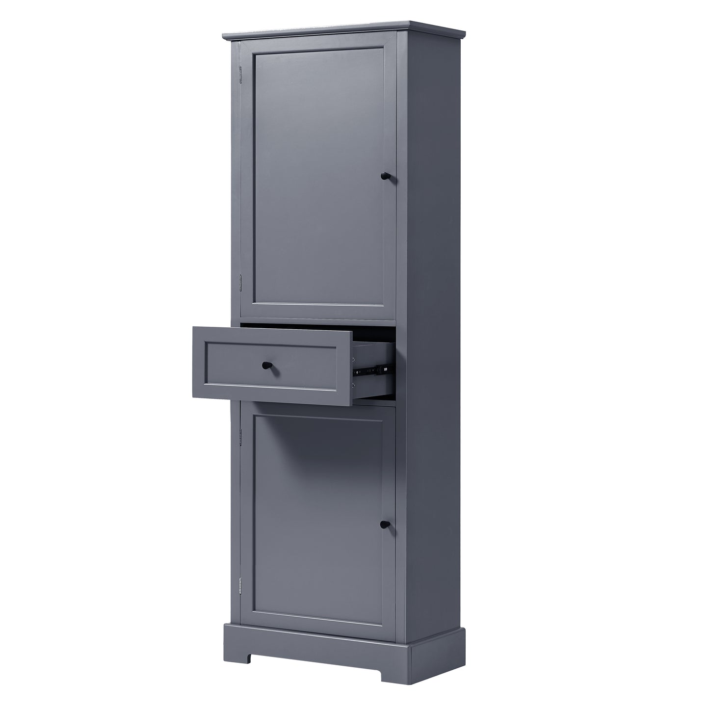 Bathroom Storage Cabinet, Tall Storage Cabinet with Two Doors and Drawer, Adjustable Shelf, Grey