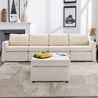 4 Seat Module Sectional Sofa Couch With 1 Ottoman,Seat Cushion and Back Cushion Removable and Washable,Cream