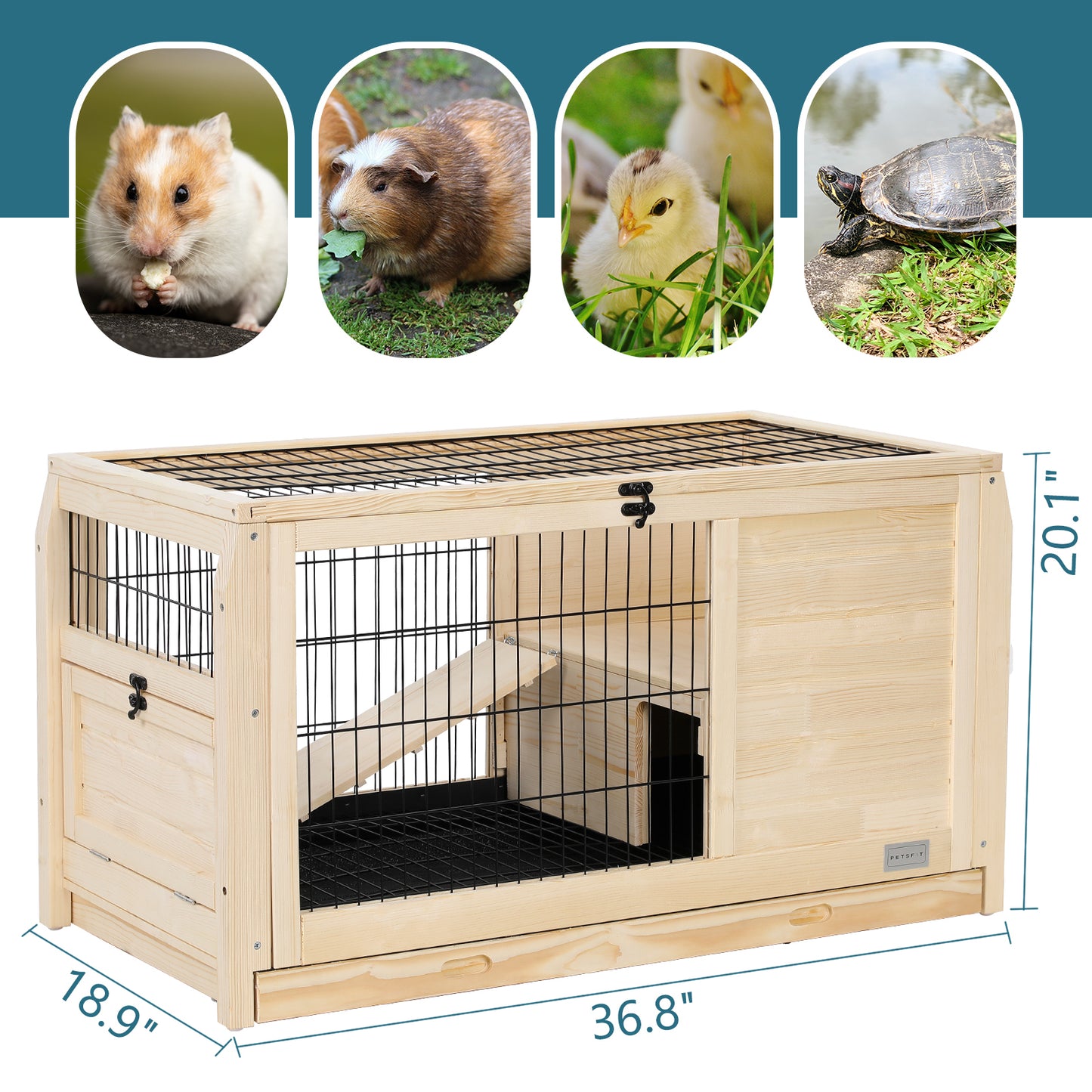 Wood Rabbit Hutch,Guinea Pig House Leak Proof Design