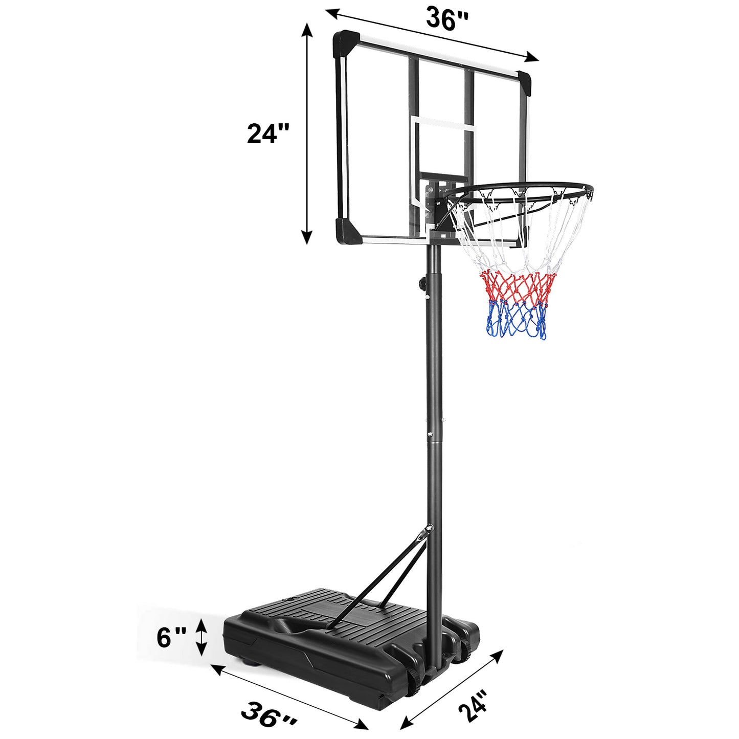 Portable Basketball Hoop & Goal Basketball Stand Height Adjustable 6.2-8.5ft with 35.4Inch Transparent Backboard & Wheels for Youth Teenagers Outdoor Indoor Basketball Goal Game Play