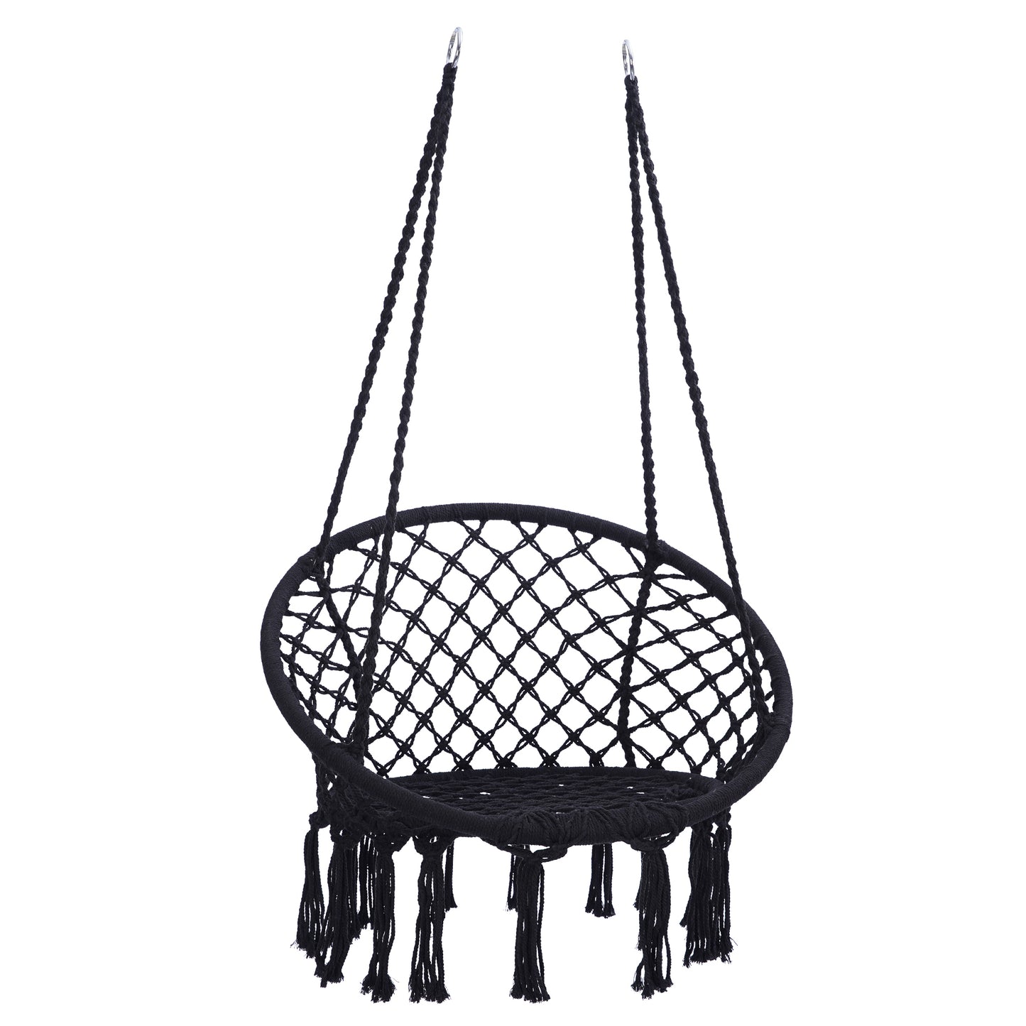 Black Swing,Hammock Chair Macrame Swing,Max 330 Lbs Hanging Cotton Rope Hammock Swing Chair for Indoor and Outdoor