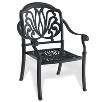 7-Piece Set Of Cast Aluminum Patio Furniture With Black Frame and Seat Cushions In Random Colors