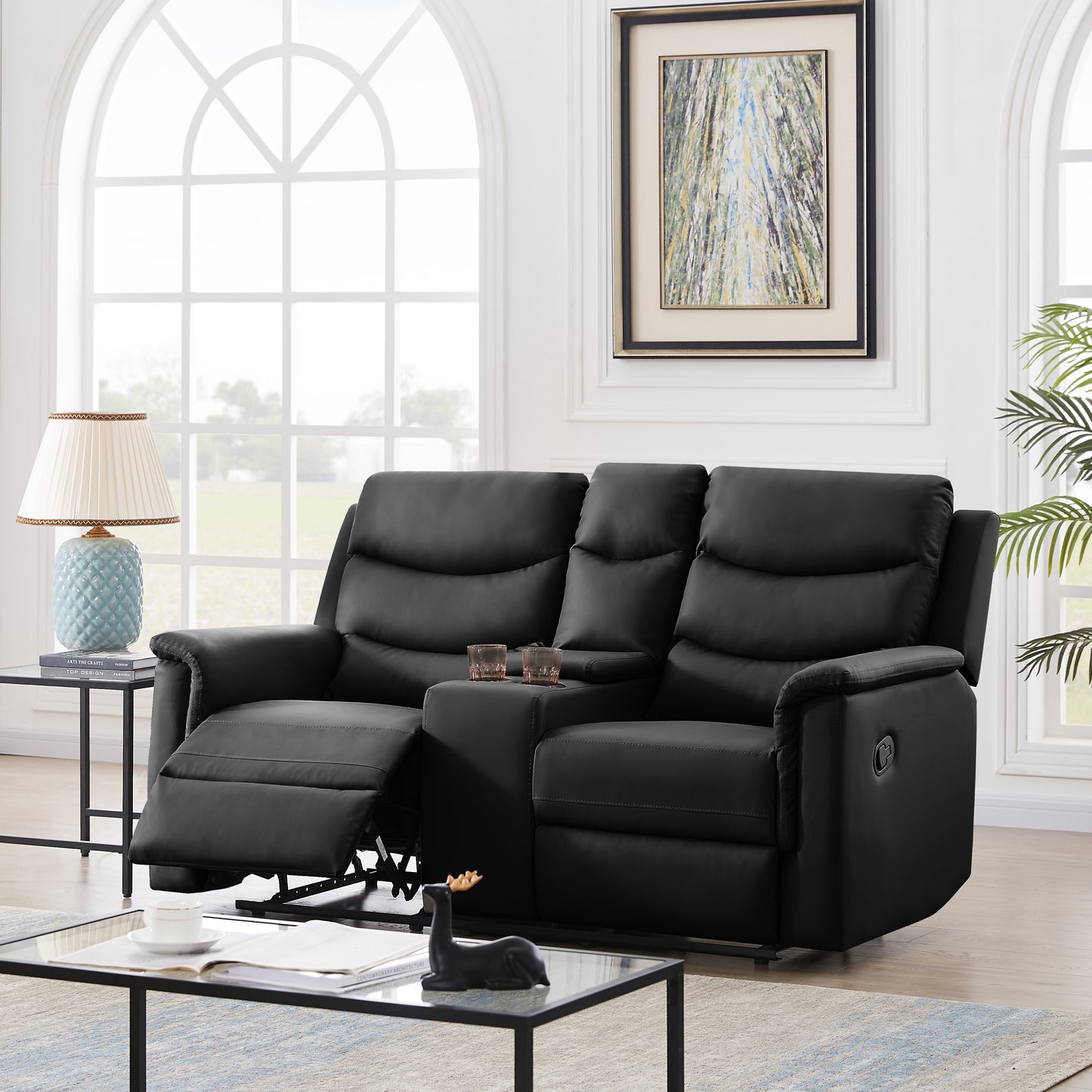 2-SEATER MOTION SOFA BLACK PU