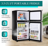 3.5Cu.Ft Compact Refrigerator Mini Fridge with Freezer, Small Refrigerator with 2 Door, 7 Level Thermostat Removable Shelves for Kitchen, Dorm, Apartment, Bar, Office Silver Ban on Amazon