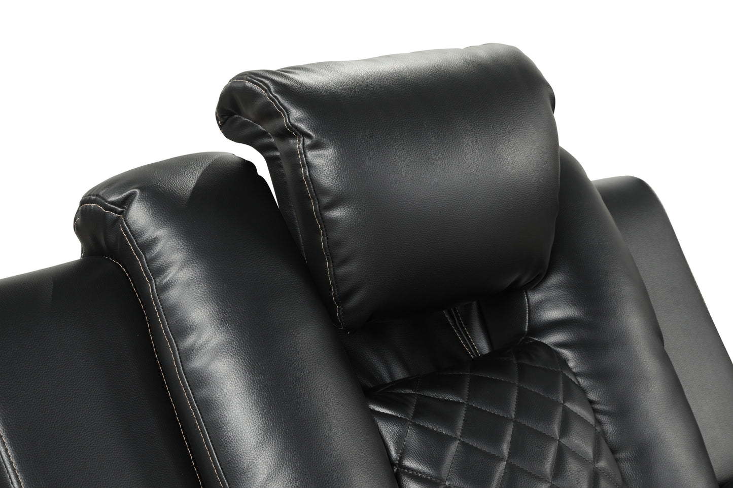 Benz LED & Power Recliner 3 PC Made With Faux Leather in Black