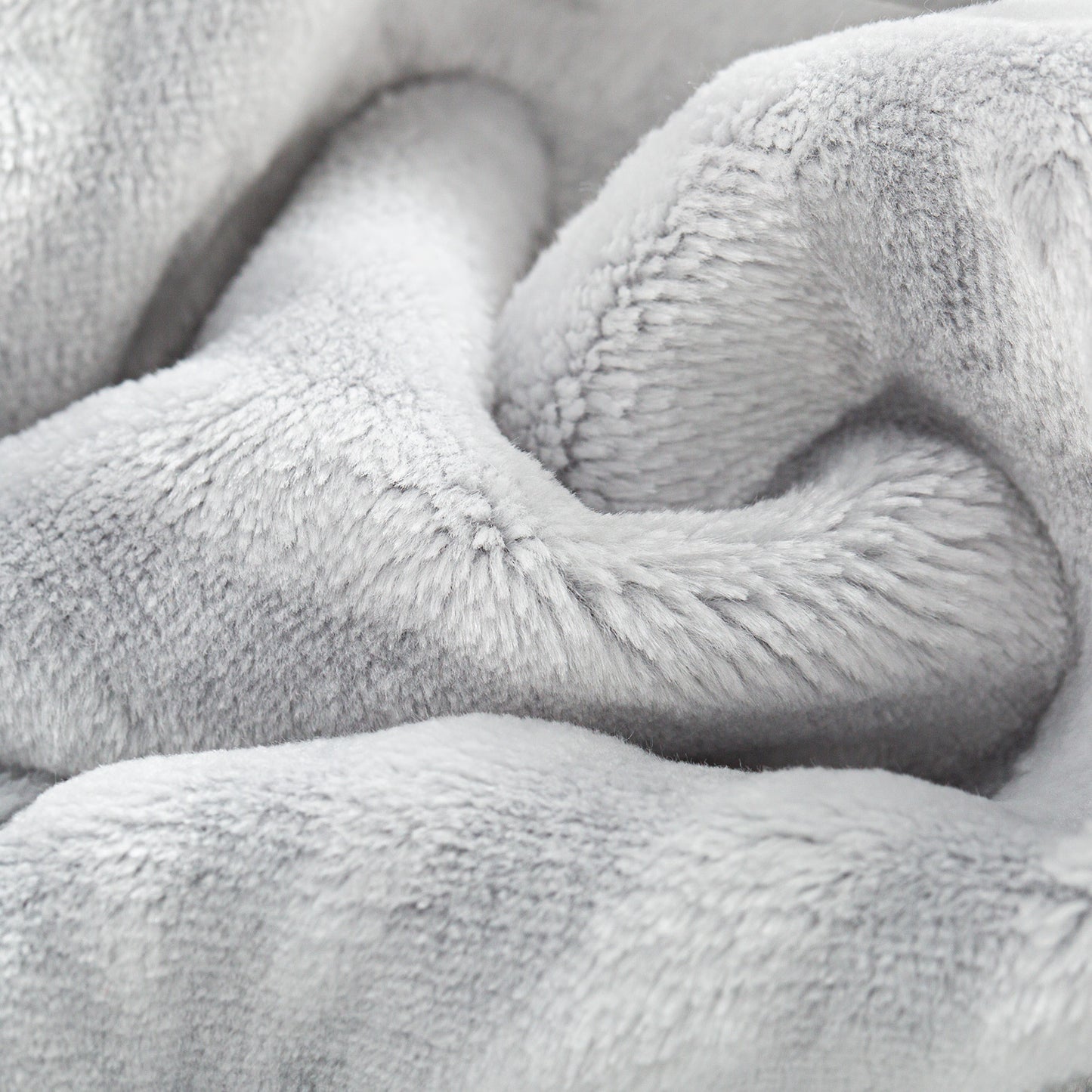 Back Printing Shaved Flannel Plush Blanket, checked Blanket for Bed or Sofa,  80" x 90", Grey ( Set of 2)